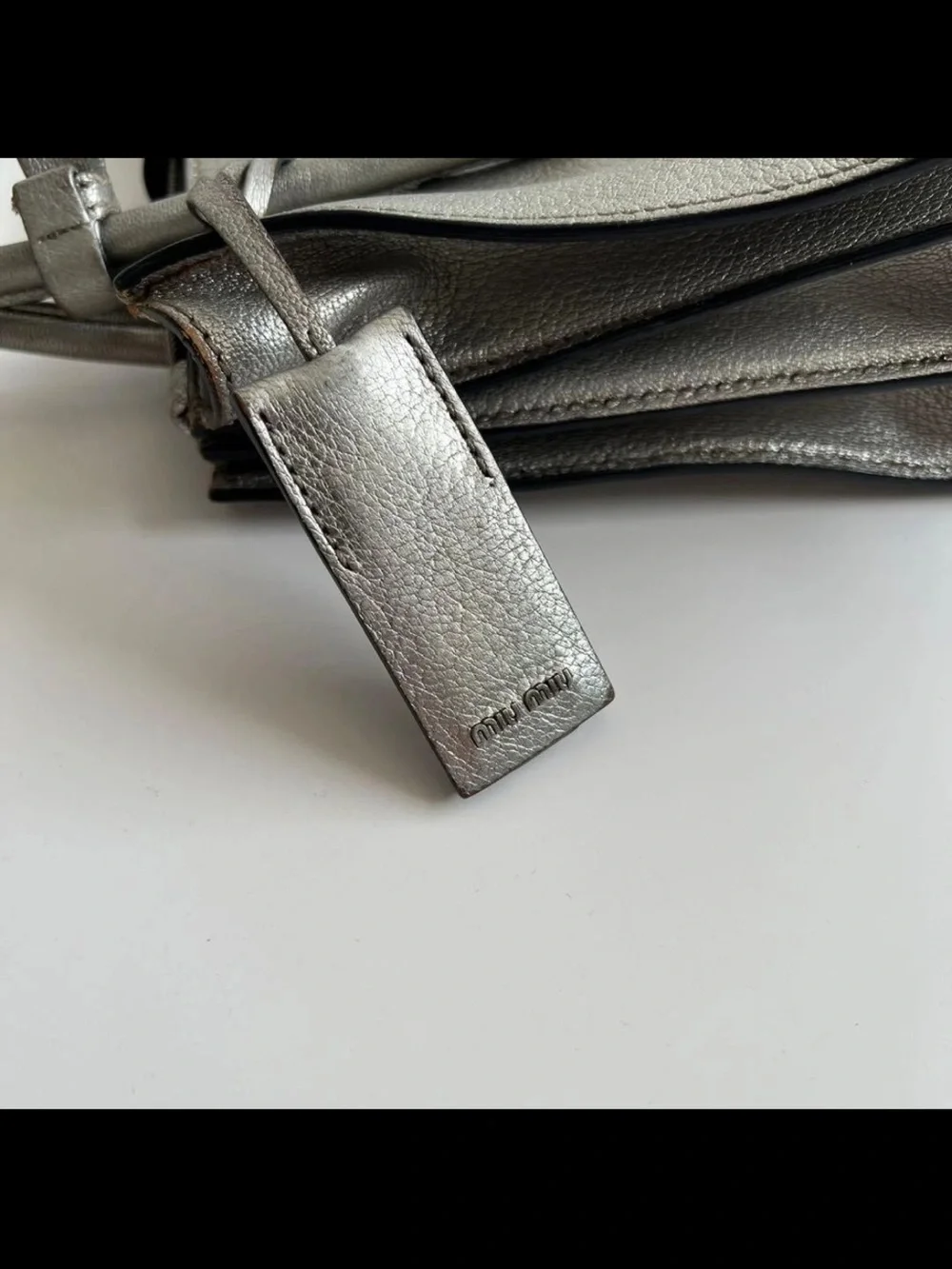 Miu Miu Metallic Silver Leather Satchel